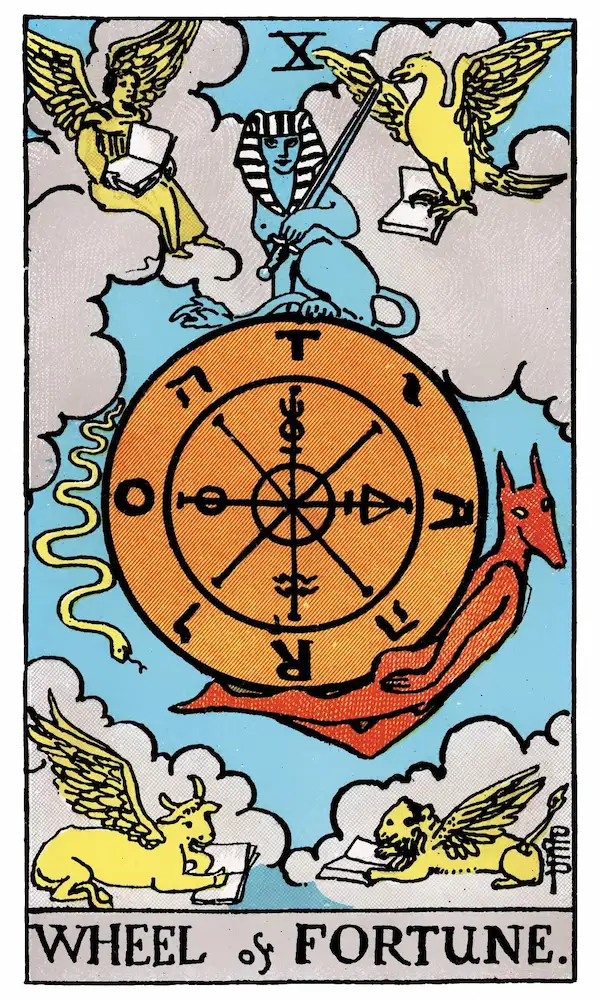 Wheel of Fortune tarot card — Rider-Waite-Smith deck