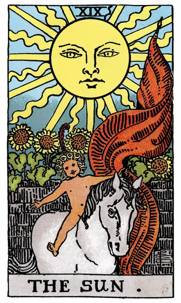 The Sun tarot card — Rider-Waite-Smith deck