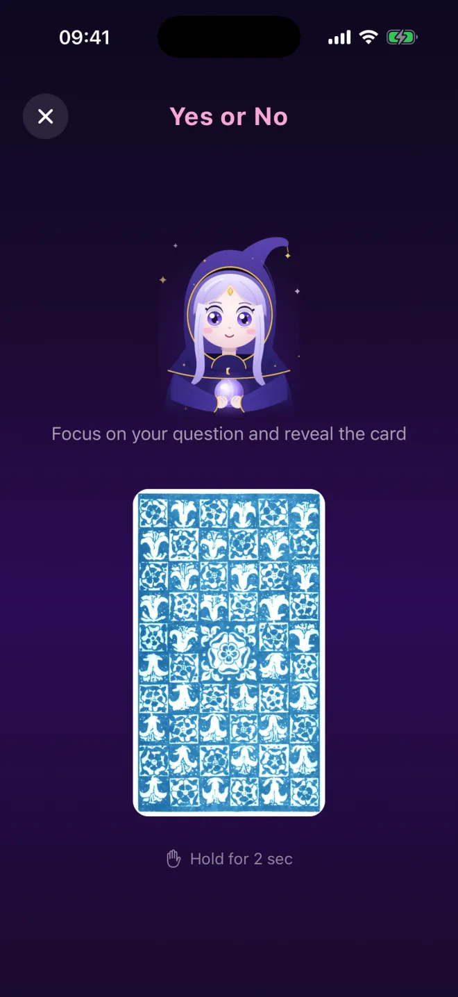 Yes or No screen in the Numen app
